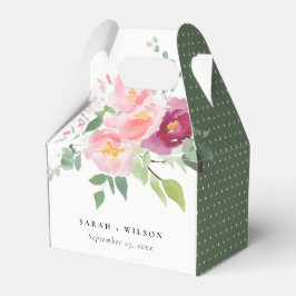 Caixinha De Lembrancinhas Casamento com Rosa de Aquarela Rosa Blush Burgundy