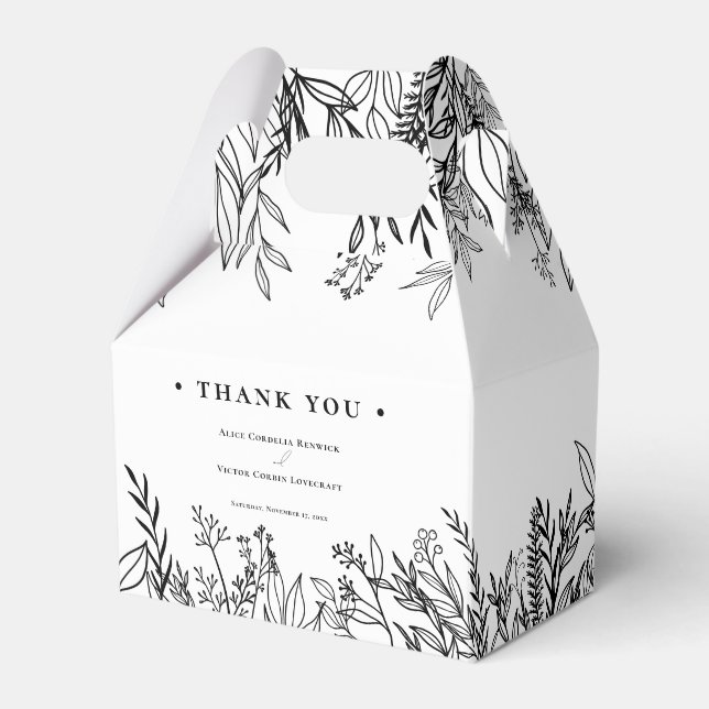 Caixinha De Lembrancinhas Casamento com Verde Branco e Negro (Frente)