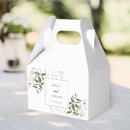 Caixinha De Lembrancinhas Casamento com Verde Salvia e Floral Branco