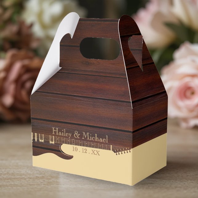 Caixinha De Lembrancinhas Casamento com Violão Vermelho e Tan Brown (Red Wood & Tan Brown Guitar Wedding Favor Boxes
)