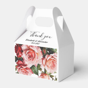 Caixinha De Lembrancinhas Casamento cor-de-rosa e rosas vermelhas
