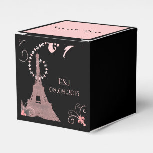 Caixinha De Lembrancinhas casamento cor-de-rosa preto de Paris do vintage da