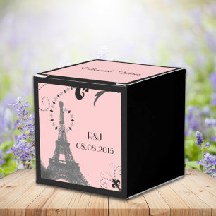 Caixinha De Lembrancinhas casamento cor-de-rosa preto de Paris do vintage da