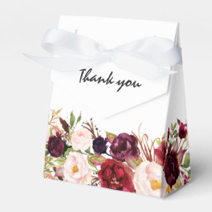 Caixinha De Lembrancinhas Casamento da Burgundy Red Floral Boho