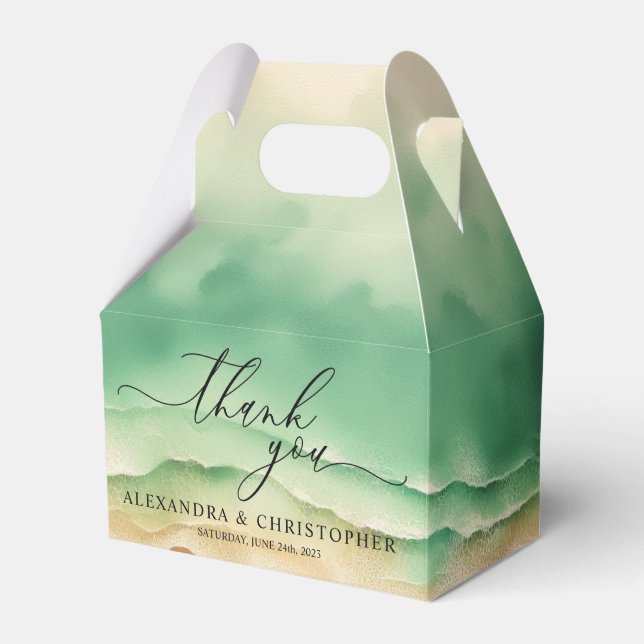 Caixinha De Lembrancinhas Casamento da Festa de Verão de Praia do Green Sunn (Frente)