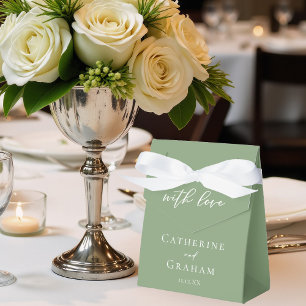 Caixinha De Lembrancinhas Casamento da primavera do Script Branco Verde Chic