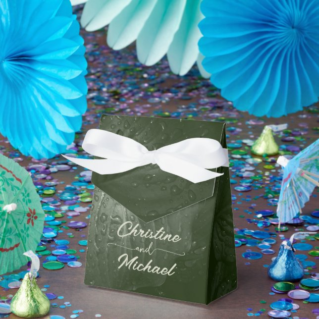 Caixinha De Lembrancinhas Casamento da primavera elegante de folha verde (Festa)