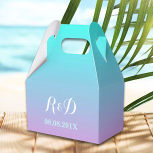 Caixinha De Lembrancinhas casamento da turquesa rosa-rosa-primavera moderna