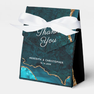 Caixinha De Lembrancinhas Casamento de Agitação Dourada de Teal Aqua