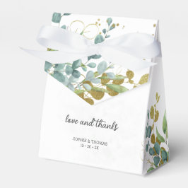 Caixinha De Lembrancinhas Casamento de aquarela de eucalipto verde e dourado