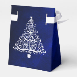 Caixinha De Lembrancinhas Casamento de Árvore de Natal Real Azul Branco