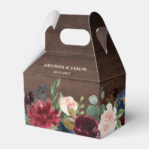 Caixinha De Lembrancinhas Casamento de Boho Russo Floral Marinho Vermelho Bu