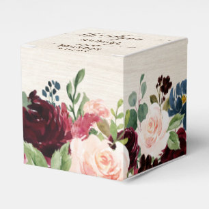 Caixinha De Lembrancinhas Casamento de Boho Russo Floral Marinho Vermelho Bu