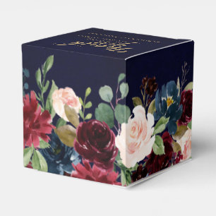 Caixinha De Lembrancinhas Casamento de Boho Russo Floral Marinho Vermelho Bu