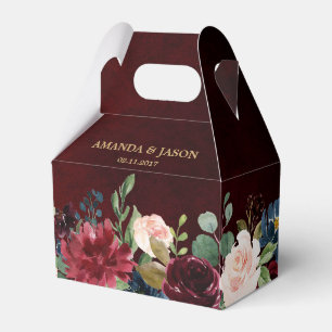 Caixinha De Lembrancinhas Casamento de Boho Russo Floral Marinho Vermelho Bu