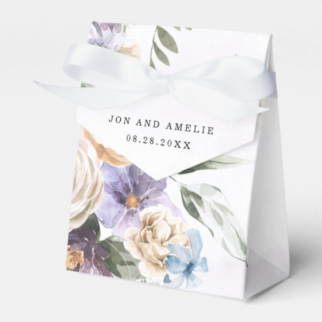 Caixinha De Lembrancinhas Casamento de Buquês de Flores Selvagens de Púrpura (Frente)