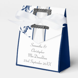 Caixinha De Lembrancinhas Casamento de cadarço branco e azul-marinho