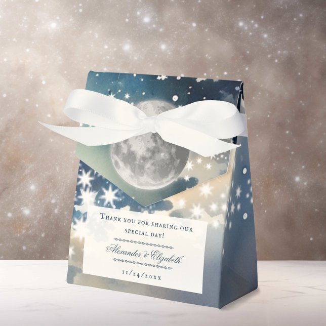 Caixinha De Lembrancinhas Casamento de Céu Noturno Lunar (Lunar Night Sky Wedding Favor Box)