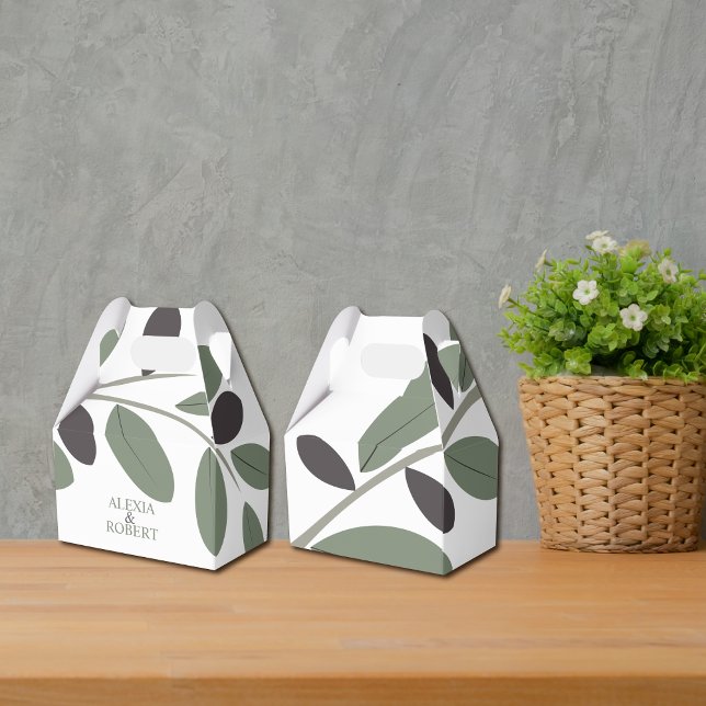 Caixinha De Lembrancinhas Casamento de charme Sylized Olive Branch Mediterrâ (Criador carregado)