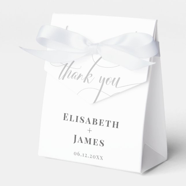 Caixinha De Lembrancinhas Casamento de Chic com Caligrafia e Branco minimali (Frente)