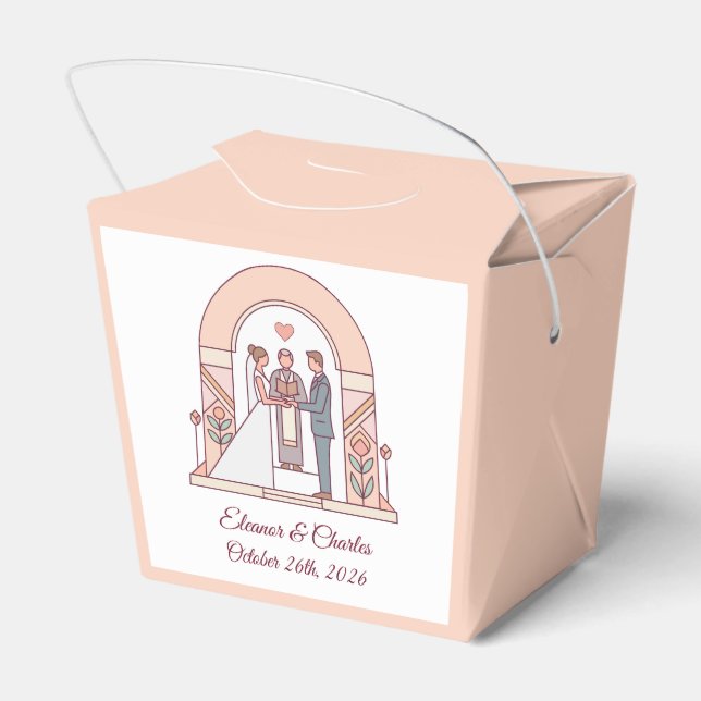 Caixinha De Lembrancinhas Casamento de Conto de Fadas Art Déco (Verso)