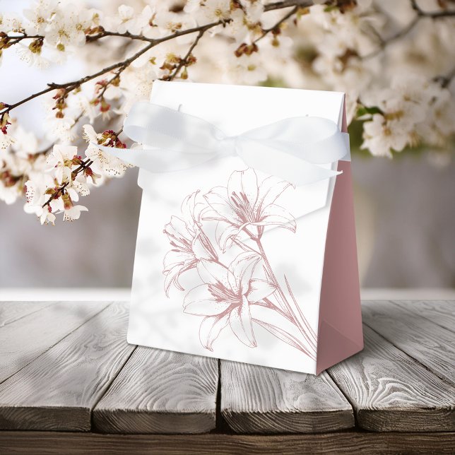 Caixinha De Lembrancinhas Casamento de Contorno de Lily Rosa (Criador carregado)