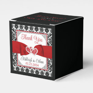 Caixinha De Lembrancinhas Casamento de Corações de Amor Preto, Vermelho, Bra