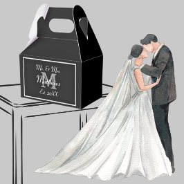 Caixinha De Lembrancinhas Casamento de data de noiva negra do Monograma