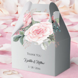 Caixinha De Lembrancinhas Casamento de Elegância de Prata e Rosas Rosa