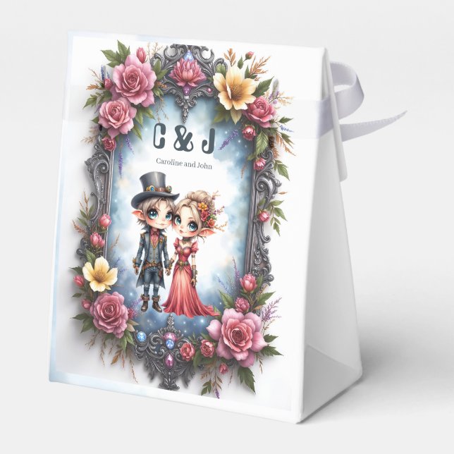 Caixinha De Lembrancinhas Casamento de Elfo Steampunk Caprichoso (Verso)