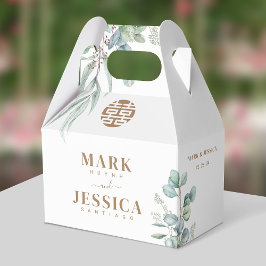 Caixinha De Lembrancinhas Casamento de Felicidade Dupla Eucalipto Obrigado