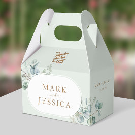 Caixinha De Lembrancinhas Casamento de Felicidade Dupla Eucalipto Obrigado