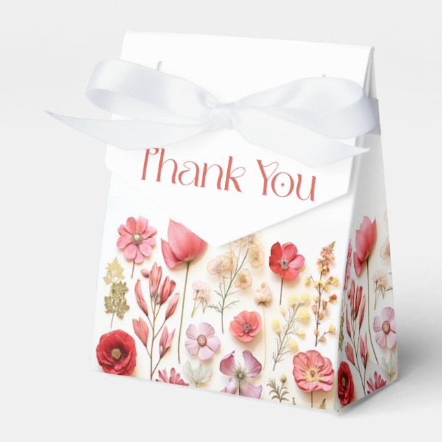 Caixinha De Lembrancinhas Casamento de Flor Selvagem Retro Pastel Pink Boho (Frente)