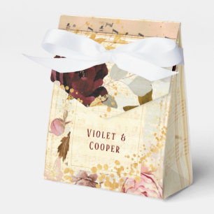 Caixinha De Lembrancinhas Casamento de Florais Musicais Rosa-Blush-Blush