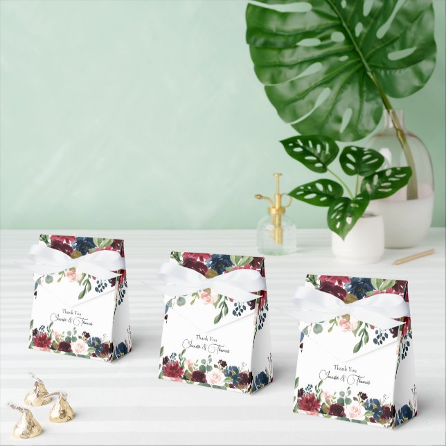 Caixinha De Lembrancinhas Casamento de Flores de Inglês Azuis (Múltiplo)