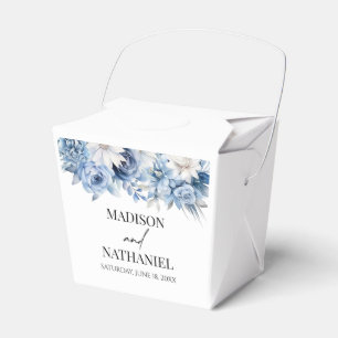 Caixinha De Lembrancinhas Casamento de Flores Florais Dusty Blue
