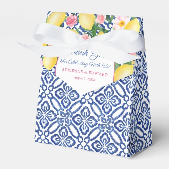 Caixinha De Lembrancinhas Casamento de Flores Rosa Dolce Vita Lemons (Frente)