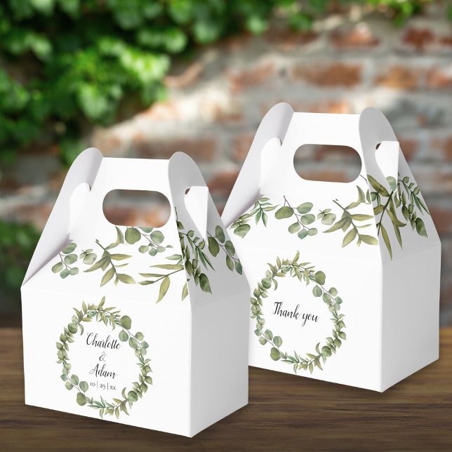 Caixinha De Lembrancinhas Casamento de Folhagem Verde Florestal (Woodland Greenery Foliage Wedding Favor Box)