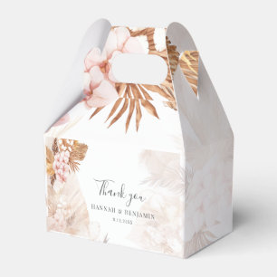 Caixinha De Lembrancinhas Casamento de Grass Pampas Florais Rosa Obrigado