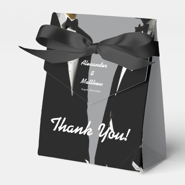 Caixinha De Lembrancinhas Casamento de Homens Gay Modernos Elegantes (Frente)