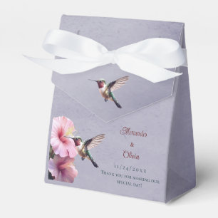 Caixinha De Lembrancinhas Casamento de Hummingbird e Hibiscus   Roxa