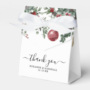Caixinha De Lembrancinhas Casamento de Inverno Floral de Natal Elegante