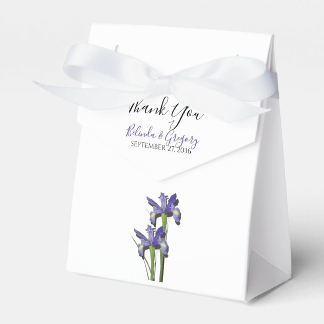 Caixinha De Lembrancinhas Casamento de Íris Roxo Elegante (Frente)