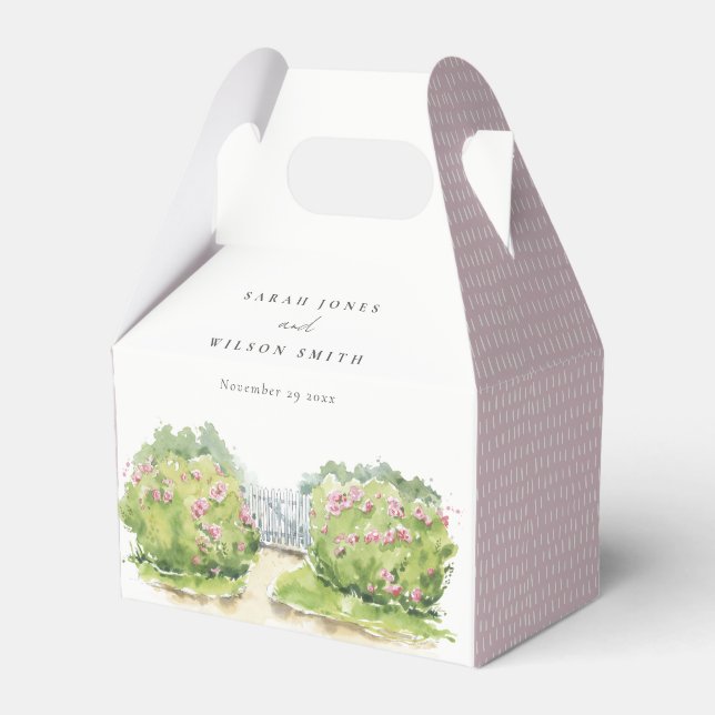 Caixinha De Lembrancinhas Casamento de Jardim de Algodão de Aquarela Pastel  (Frente)
