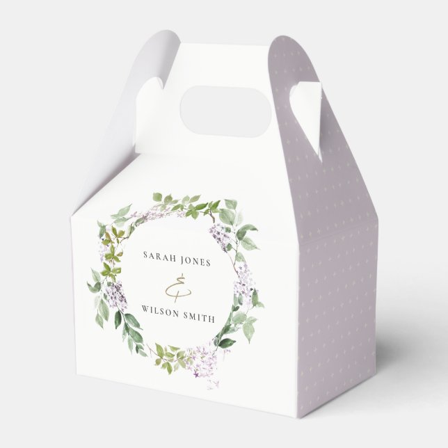 Caixinha De Lembrancinhas Casamento de Jardim de Algodão Floral Lilac (Frente)