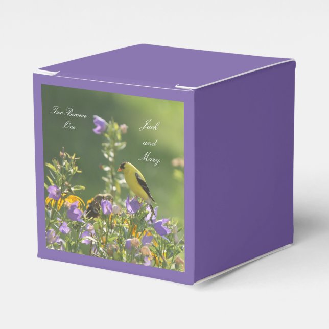 Caixinha De Lembrancinhas Casamento de Jardim Primavera Goldfinch (Frente)