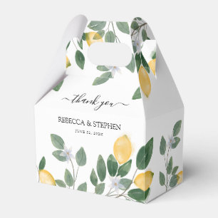 Caixinha De Lembrancinhas Casamento de Lemon e Folhagem com Aquarelas Botân