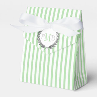 Caixinha De Lembrancinhas Casamento de listras verde menta e branco com mono