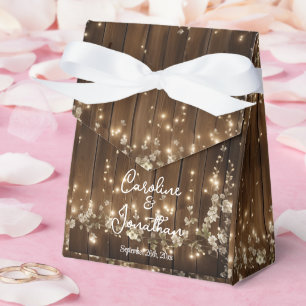 Caixinha De Lembrancinhas Casamento de Luzes de Cordas Florais Brancas Rústi