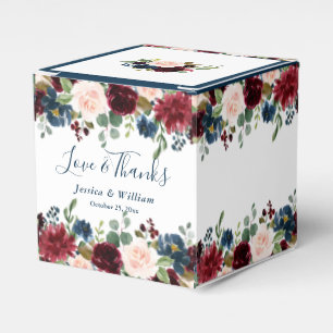 Caixinha De Lembrancinhas Casamento De Marinho Azul Blush Floral De Água
